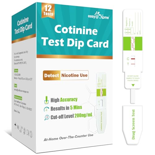 Easy@Home Nicotine Urine Test Kit Home Use, Tobacco Tests Strips Accurate Testing Cotinine Vape Smoking, Single Panel Nicotine Testing Strips, Instant Results -#ECOT-115 (1Pack of 2)