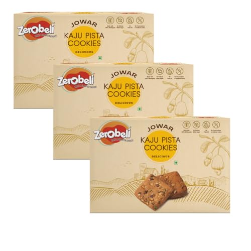 Image of Zerobeli Jowar Kaju Pista Cookies 425g (Pack of 3) | Premium Handmade Cookies With Real Cashews And Pista No Maida,No Refined White Sugar,No Palm Oil,Preservatives,or Colors