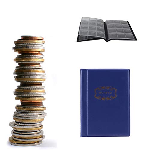SUPVOX 120 bolsos porta-moedas para colecionar dinheiro, álbum, livro de moedas (azul)
