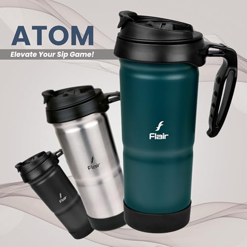 Image of FLAIR Atom Vacuum Insulated Flask 709ml - Green,Leak-Proof, Hot & Cold, 304 Stainless Steel, Tough & Durable, Food Grade Travel Tumbler - Stay Hydrated, Sip Anywhere