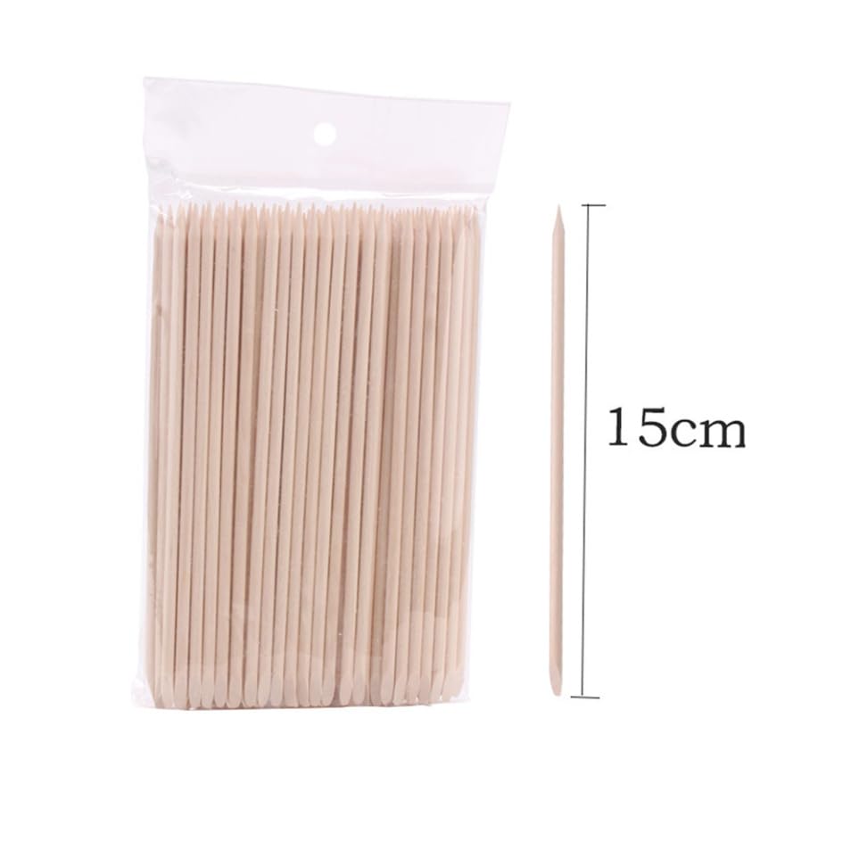 200Pcs Double End Wooden Manicure Pusher Sticks 15cm for Nail Care