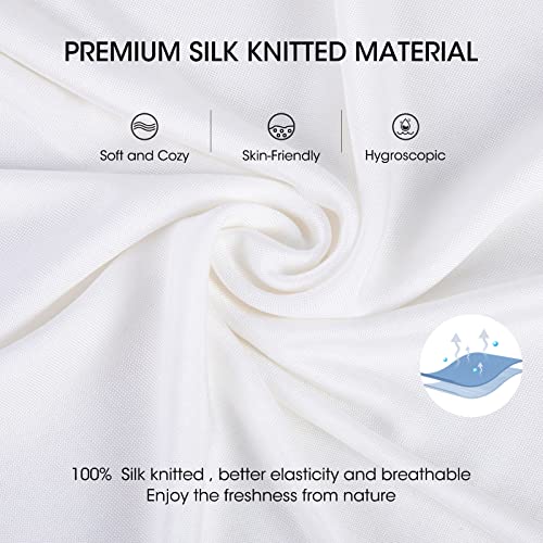 Viamulion Mens Silk Knitted T Shirt 100% Pure Mulberry Silk Sleep T Shirt Soft Cool Performance Crew Neck Casual Undershirt3