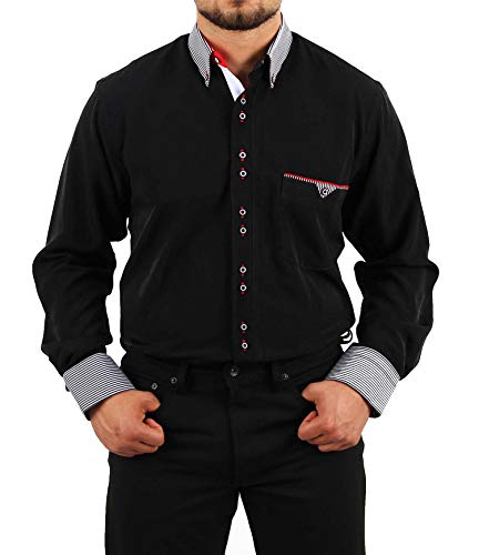Chemise hommes HK Mandel noire manches longues pour éliminer la corvée de repassage