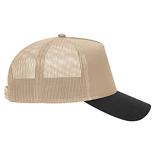 OTTO Wholesale 12 x Cap 5 Panel Mid Profile Mesh Back Trucker Hat (0332 - Blk/KHA) (OSFM - Adult) - Thumbnail 6