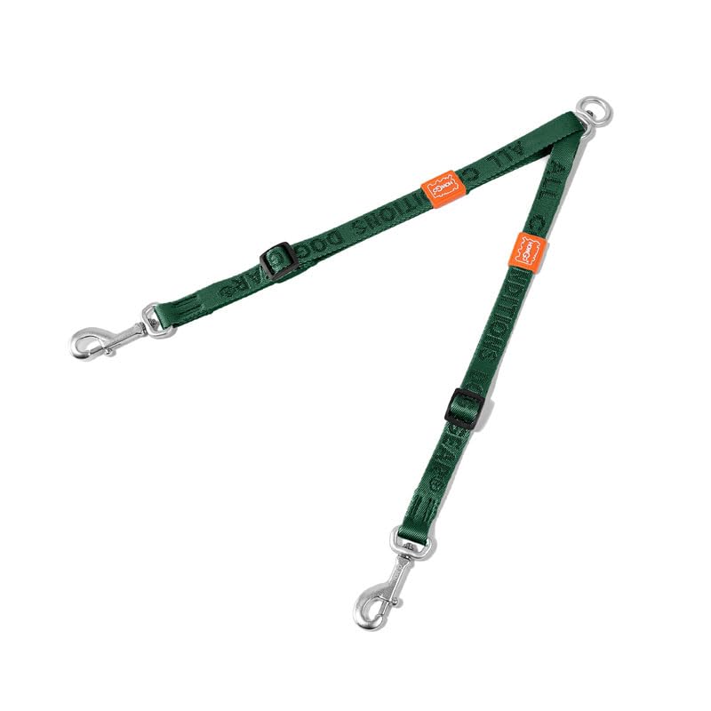HOWGO Double Dog Leash, No Tangle 360° Swivel, Adjustable Two Padded Handles, Double Clip Dog Leash Coupler Splitter Breeds (Green, 4/5'' x 0.9 FT, UltraLight)