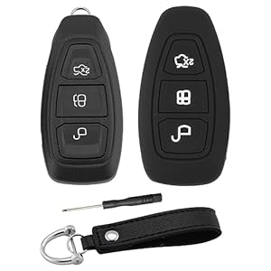 ERMWALR Car Key Shell Replacement & Key Cover with Keychain for Ford, 3 Buttons Key Fob Case Compatible with Ford Fiesta Focus Kuga C-Max Grand C-Max Galaxy B-Max S-Max Remote Control (KG-Frd-3)