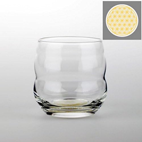 10 Ounce Tumbler Glass with 24 Karat Gold Engraved Flower of Life for Restructuring Drinking Water