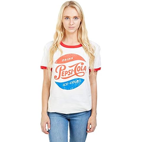 Pepsi Women's Ice Cold T Shirt, White (White/Red Wrd), 8 UK Cover