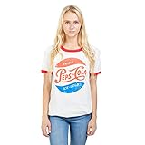 camiseta pepsi de boca Producto oficial de Pepsi Pepsi Ice Cold Camiseta, Blanco (Blanco/Rojo), S para Mujer