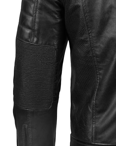 Image of Blingsoul Men's Leather Jacket - Real Lambskin Motorcycle Cafe Racer Biker Style Jacket