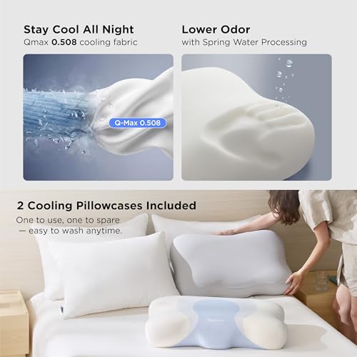 Image of Bedsure Cervical Neck Pillow Set of 2 - Memory Foam Pillows for Ergonomic Orthopedic Support Pillow for Neck Pain Relief, Contour Pillow for Side & Back Sleepers