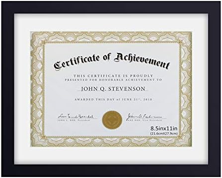 RPJC Document Frame Certificate Frames Made of Solid Wood High Definition Glass and Display Diplomas 8.5x11 with Mat or 11x14 Inch Without Mat Picture Frame Black