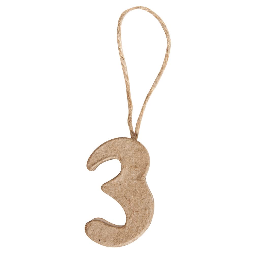 RAYHER 67104000 Pappmachã © Numbers 3 FSC Recycled 100%, 4x2,2x1 cm with H