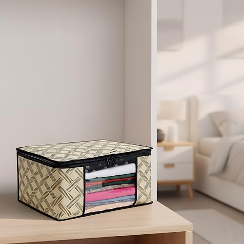 Image of Non-Woven Wardrobe Organizer Bags (Set of 3, Multicolor) | Heavy-Duty Strong Zipper Clothes Storage Covers | Foldable Dust-Proof Closet & Bedroom Organizer for Sarees, Blankets & Seasonal Garments