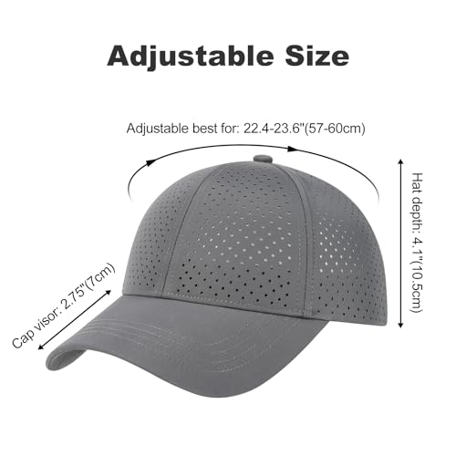 Image of FEINION Men Summer Adjustable Performance Hat Breathable Snapback Laser Perforated Mesh Baseball Cap