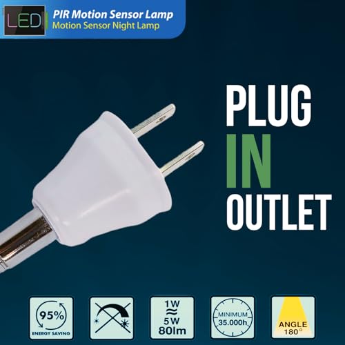 Image of LED Motion-Activated Sensor Dusk to Dawn PIR Night Light AC Outlet Directional Flexible Rotatable 360 Socket Plug-in Wall Stairs Lamp Indoor Closet Cabinet Toilet Garage Ceiling Basement 3W 3000K
