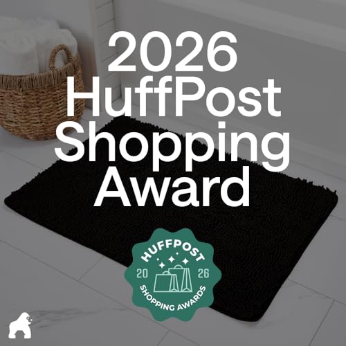 Image of Gorilla Grip Original Luxury Chenille Bathroom Rug Mat, 44x26, Extra Soft and Absorbent Large Shaggy Rugs, Machine Wash Dry, Perfect Plush Carpet Mats for Tub, Shower, and Bath Room, Black