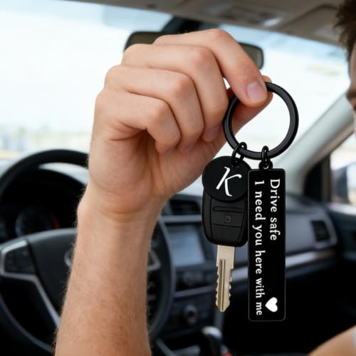 Image of drive safe keychain for him her - key chains for men i need you here with me i love you gifts for boyfriend birthday