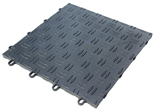 Diamond Pattern DeckPlate Modular Interlocking Garage, Patio Tiles - Graphite 36 Tile Set