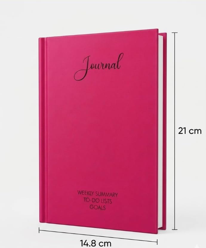 Image of Unruled Premium Hardcover Journal Notebook | Weekly Summary, To-Do Lists & Goal Planner | Undated Productivity Journal | A5 Size, Smooth Writing Pages | 100gsm Thick Paper, 80 Sheets /160 Pages Per Book | Elegant Notebook for Work, Study & Personal Planning (PINK, Unruled)
