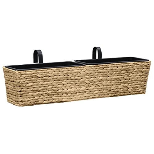 Jardinières en jacinthe d'eau 80cm bac de plantation intérieur avec pots - 3