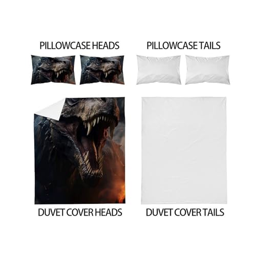 Housse de couette dragon noir imprimé 3D relief parure de lit microfibre douce 200x200 - 4