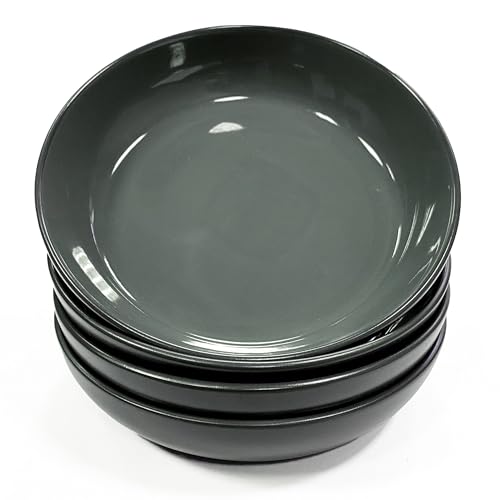 Dinnerware Set - Ceramic Amalfi Kitchen Dinner Sets (Charcoal, 4 Piece Pasta Bowl Set)