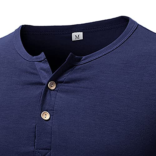 Dreamyth Men's Casual Long Sleeve Henley T-Shirt,Fashion Solid Color Cotton Tops For Men,Slim Muscle Work Tops Blouse #TOP2