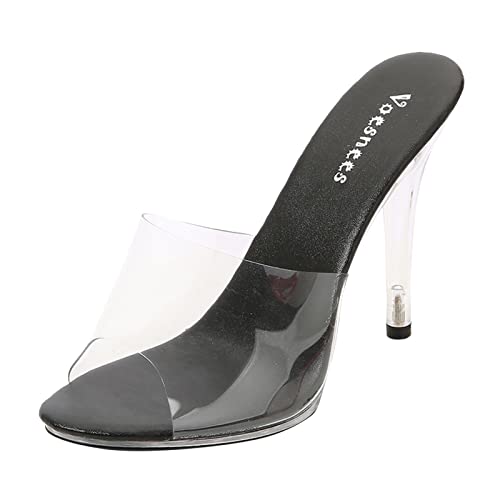 Zapatos Mujer Moda Sexy Tacones Altos Sandalias Transparentes Casuales Cómodos 41, Negro, 37 EU Estrecho
