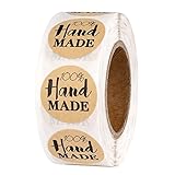 Ideen mit Herz Kraftpapier-Sticker | 100% Handmade | Ø 2,5cm | Etiketten-Aufkleber auf Rolle | 500 Stück | Handmade Aufkleber | ideal für selbstgemachte DIY & Handmade Produkte