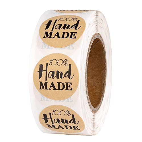 ideen mit herz - Ideen mit Herz Lot de 500 autocollants en papier kraft - 100 % fait main - Diamètre : 2,5 cm - Autocollants faits main - Idéal pour les produits faits maison et fabriqués à la main