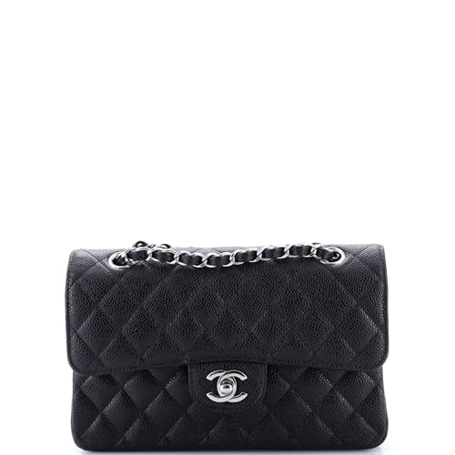 Pre-Loved Classic Double Flap Bag Quilted Caviar Small, Black