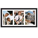 upsimples 8x16 Collage Picture Frame, Display Pictures 3 5x7 with Mat or 8x16 Without Mat, Wall Hanging 3 5x7 Picture Frame Collage Wall Decor, Black, 1 Pack