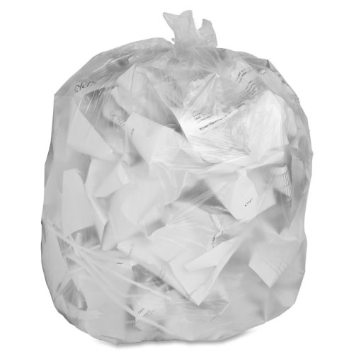 Genuine Joe GJO01014 Low-Density Star-Bottom Trash Can Liner, Coreless Roll, 60 gallon Capacity, 58" Length x 38" Width x 0.80 mil Thickness, Clear (Box of 100)