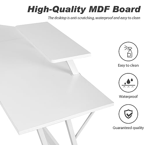 Image of PayLessHere L Shaped Desk Corner Gaming Desk Computer Desk with Large Desktop Studying and Working and Gaming for Home and Work Place,White