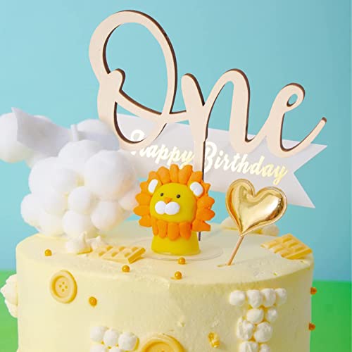 One Cake Topper 1St Birthday Girl Boy First Birthday Cake Topper Wooden Rustic Boho Cake Decorations For Smash Cake 1St Birthday Party Decorations #TOP4