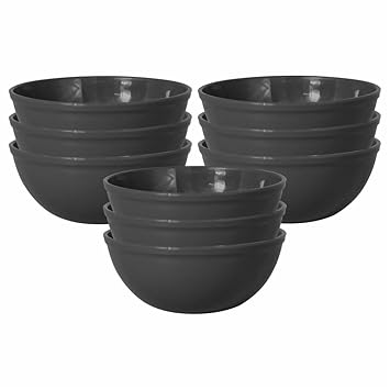 WONDER Sigma 1000 Microwave Safe Multipurpose Plastic Bowl Set, 12 pc Bowl 650 ml, Grey Color
