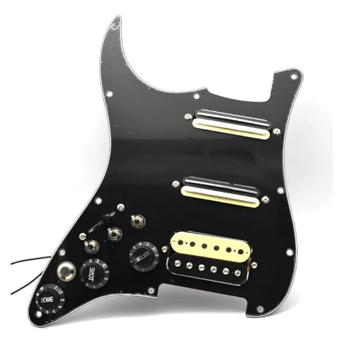 エレキギターのピックガードピックアップ 1セット SSH ギターピックガード 配線済み 配線済み + サイレンススイッチ ST エレキギター ダブルコイルピックアップ 12色(Switch Control BK)