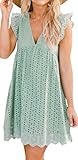 Diseño: Vestido de mameluco California para mujer con pantalones cortos y manga mosca, cuello en V, bolsillos laterales, con forro corto, espalda con cremallera, diseño jacquard de encaje de color sólido, el vestido suelto está lleno de estilo elegante, mostrando tu encanto.
