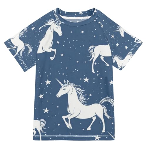 Boy Swimsuit Star Blue Horse Unicorn Sunscreen T-Shirts Swimwear Sets UPF 50+