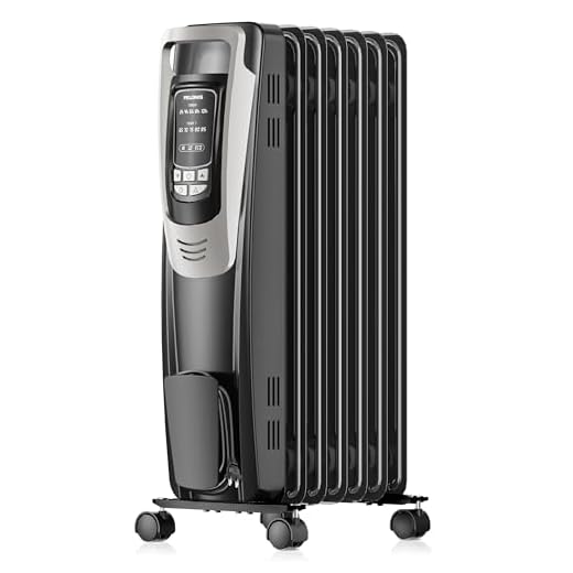 PELONIS Electric 1500W Oil Filled Radiator Heater with Safety Protection, LED Display, 3 Heat Settings and Five Temperature settings. Perfect for for Home or Office