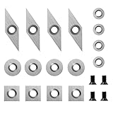 16Pcs Tungsten Carbide Cutters Inserts Set for Wood Lathe Turning Tools(Include 11mm Square with Radius,12mm and 8.9mm Round,30x10mm Diamond with Sharp Point),Supplied with Screws