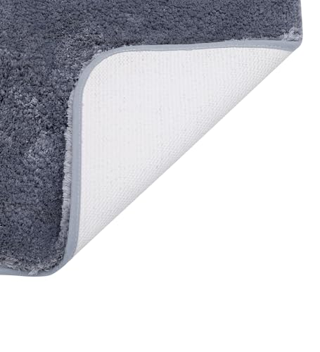 Image of Pano Microfiber Anti-Slip Bathmat Set with Contour Mat Grey | Pack of 2 (50x75 cm & 50x50 cm) | Soft, Super Absorbent & Non-Slip Mats for Shower, Bathroom, Kitchen & Home