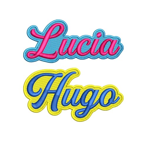 PACK 2 Parches personalizados con nombre bordado para parche ropa, parche mochila y batas escolares | Parches letras termoadhesivas nombre bordado termoadhesivo infantiles, letras bordadas
