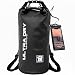 20L Premium Waterproof Bag, Sack with phone dry bag and Long Adjustable Shoulder Strap Included (Black, 20 L)