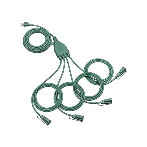 DEWENWILS Outdoor Extension Cord 1 to 3 Splitter, Total 12FT, 13A 125V 1625W 16/3C SJTW Extension Cord Outdoor, Heavy Duty Extension Cord for Holiday Decorations, Christmas Outdoor String Li