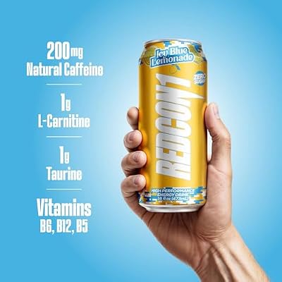 REDCON1 Energy Drink, Icy Blue Lemonade, 12 ct