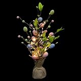 ELAYARD Leuchtender LED Ostereier Baumzweig Dekor Künstlicher Eierzweig mit Festlicher Beleuchtung für Osterdeko und Wohnraumgestaltung