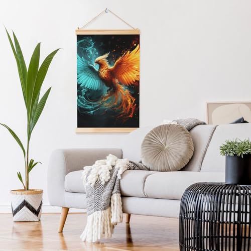 Poster phénix d'eau prêt à accrocher tableau cadre bois mural