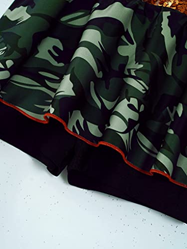 Nimiya Kids Girls Camo One Shoulder Short Jumpsuits Tutu Dress Police Officer Uniform Halloween Costume Army Green 12 Years #TOP4